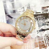 Buy Shop Guess Analog Diamonds Silver Dial Gold Steel Strap Watch For Women - W1013l2 USA Online