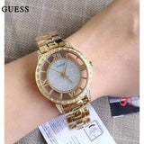 Buy Shop Guess Analog Diamonds Silver Dial Gold Steel Strap Watch For Women - W1013l2 USA Online