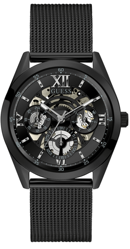 Buy Shop Guess Analog Multifunction Black Dial Black Mesh Bracelet Watch for Men - GW0368G3 USA Online