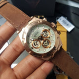 Buy Shop Guess Analog Multifunction White Dial Brown Leather Strap Watch for Men - GW0262G3 USA Online