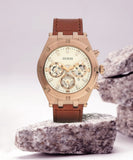 Buy Shop Guess Analog Multifunction White Dial Brown Leather Strap Watch for Men - GW0262G3 USA Online