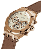 Buy Shop Guess Analog Multifunction White Dial Brown Leather Strap Watch for Men - GW0262G3 USA Online