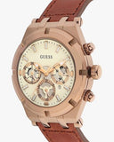 Buy Shop Guess Analog Multifunction White Dial Brown Leather Strap Watch for Men - GW0262G3 USA Online