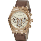 Buy Shop Guess Analog Multifunction White Dial Brown Leather Strap Watch for Men - GW0262G3 USA Online