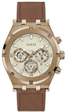 Buy Shop Guess Analog Multifunction White Dial Brown Leather Strap Watch for Men - GW0262G3 USA Online