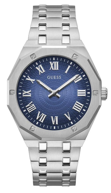 Buy Shop Guess Asset Quartz Blue Dial Silver Steel Strap Watch For Men - GW0575G4 USA Online