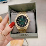 Buy Shop Guess Asset Quartz Green Dial Gold Steel Strap Watch For Men - GW0575G2 USA Online