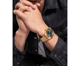 Buy Shop Guess Asset Quartz Green Dial Gold Steel Strap Watch For Men - GW0575G2 USA Online