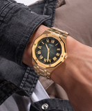 Buy Shop Guess Asset Quartz Green Dial Gold Steel Strap Watch For Men - GW0575G2 USA Online