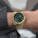 Buy Shop Guess Asset Quartz Green Dial Gold Steel Strap Watch For Men - GW0575G2 USA Online