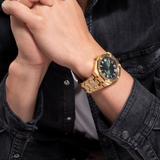 Buy Shop Guess Asset Quartz Green Dial Gold Steel Strap Watch For Men - GW0575G2 USA Online