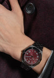 Buy Shop Guess Asset Quartz Red Dial Black Steel Strap Watch For Men - GW0575G5 USA Online