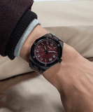 Buy Shop Guess Asset Quartz Red Dial Black Steel Strap Watch For Men - GW0575G5 USA Online