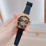 Buy Shop Guess Asteria Multifunction Gold Dial Black Rubber Strap Watch For Women - GW0620L2 USA Online