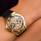 Buy Shop Guess Asteria Multifunction Gold Dial Black Rubber Strap Watch For Women - GW0620L2 USA Online