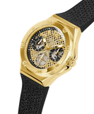 Buy Shop Guess Asteria Multifunction Gold Dial Black Rubber Strap Watch For Women - GW0620L2 USA Online
