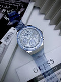 Buy Shop Guess Athena Active Life Clear White Dial Blue Rubber Strap Watch for Women - GW0409L1 USA Online