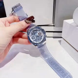 Buy Shop Guess Athena Active Life Clear White Dial Blue Rubber Strap Watch for Women - GW0409L1 USA Online