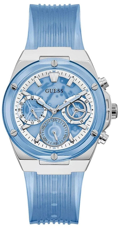 Buy Shop Guess Athena Active Life Clear White Dial Blue Rubber Strap Watch for Women - GW0409L1 USA Online