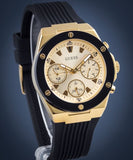 Buy Shop Guess Athena Gold Dial Black Rubber Strap Watch For Women - GW0030L2 USA Online