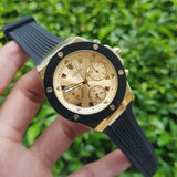 Buy Shop Guess Athena Gold Dial Black Rubber Strap Watch For Women - GW0030L2 USA Online