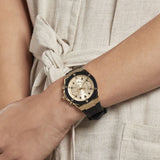 Buy Shop Guess Athena Gold Dial Black Rubber Strap Watch For Women - GW0030L2 USA Online