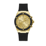 Buy Shop Guess Athena Gold Dial Black Rubber Strap Watch For Women - GW0030L2 USA Online