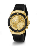 Buy Shop Guess Athena Gold Dial Black Rubber Strap Watch For Women - GW0030L2 USA Online