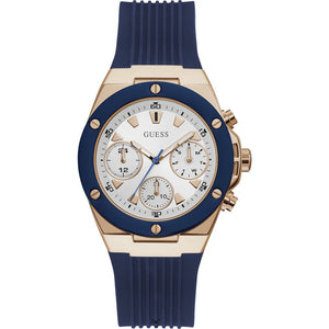 Buy Shop Guess Athena White Dial White Dial Blue Rubber Strap Watch For Women - GW0030L5 USA Online