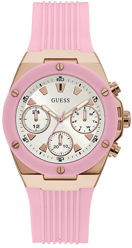 Buy Shop Guess Athena White Dial Pink Rubber Strap Watch For Women - GW0030L4 USA Online