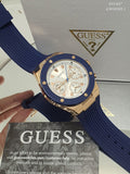 Buy Shop Guess Athena White Dial White Dial Blue Rubber Strap Watch For Women - GW0030L5 USA Online