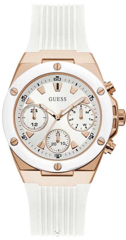 Buy Shop Guess Athena White Dial White Rubber Strap Watch For Women - GW0030L3 USA Online