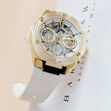 Buy Shop Guess Athena White Dial White Rubber Strap Watch for Women - GW0409L2 USA Online