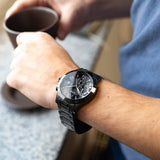 Buy Shop Guess Atlas Chronograph Black Dial Black Steel Strap Watch For Men - W0668G5 USA Online