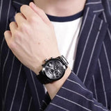 Buy Shop Guess Atlas Chronograph Black Dial Black Steel Strap Watch For Men - W0668G5 USA Online