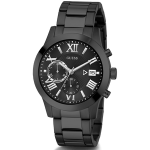 Buy Shop Guess Atlas Chronograph Black Dial Black Steel Strap Watch For Men - W0668G5 USA Online