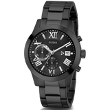 Buy Shop Guess Atlas Chronograph Black Dial Black Steel Strap Watch For Men - W0668G5 USA Online