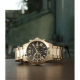 Buy Shop Guess Atlas Chronograph Black Dial Gold Steel Strap Watch for Men - W0668G8 USA Online