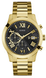 Buy Shop Guess Atlas Chronograph Black Dial Gold Steel Strap Watch for Men - W0668G8 USA Online