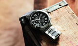 Buy Shop Guess Atlas Chronograph Black Dial Silver Steel Strap Watch For Men - W0668G3 USA Online