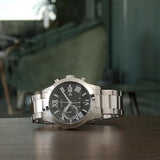 Buy Shop Guess Atlas Chronograph Black Dial Silver Steel Strap Watch For Men - W0668G3 USA Online
