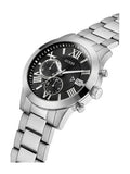 Buy Shop Guess Atlas Chronograph Black Dial Silver Steel Strap Watch For Men - W0668G3 USA Online