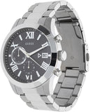 Buy Shop Guess Atlas Chronograph Black Dial Silver Steel Strap Watch For Men - W0668G3 USA Online