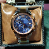 Buy Shop Guess Atlas Chronograph Blue Dial Two Tone Steel Strap Watch for Men - W0668G6 USA Online