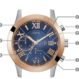 Buy Shop Guess Atlas Chronograph Blue Dial Two Tone Steel Strap Watch for Men - W0668G6 USA Online