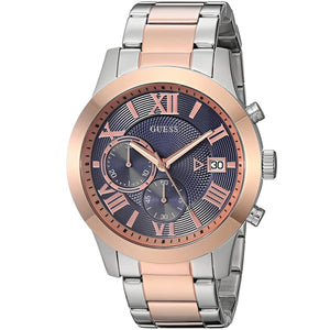 Buy Shop Guess Atlas Chronograph Blue Dial Two Tone Steel Strap Watch for Men - W0668G6 USA Online