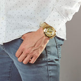 Buy Shop Guess Atlas Chronograph Gold Dial Gold Steel Strap Watch For Men - W0668G4 USA Online