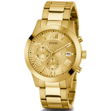 Buy Shop Guess Atlas Chronograph Gold Dial Gold Steel Strap Watch For Men - W0668G4 USA Online