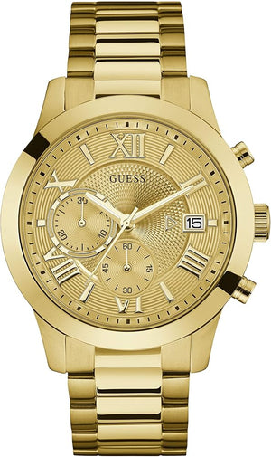 Buy Shop Guess Atlas Chronograph Gold Dial Gold Steel Strap Watch For Men - W0668G4 USA Online