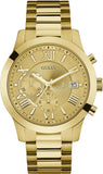 Buy Shop Guess Atlas Chronograph Gold Dial Gold Steel Strap Watch For Men - W0668G4 USA Online